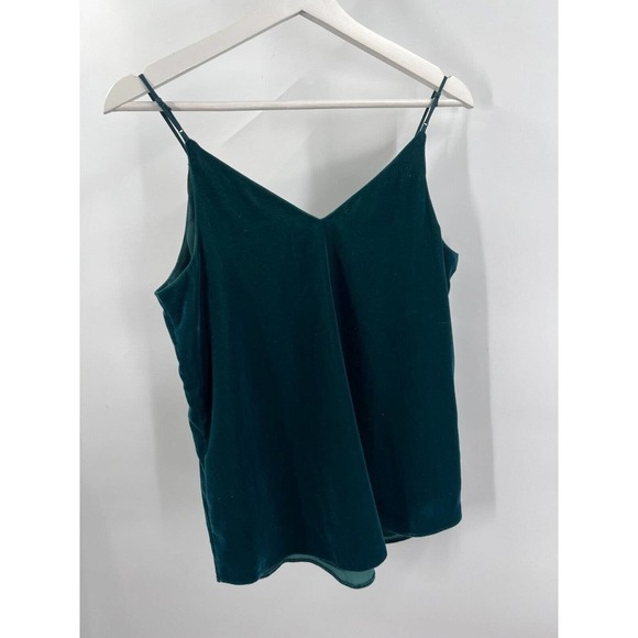 Express Womens Size S Small Green Velvet Spaghetti Strap V Neck Tank Christmas - Picture 2 of 6